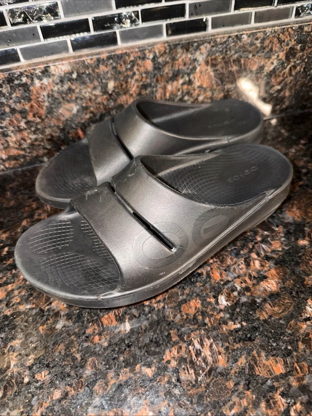 Oofos  Black Slide Sandals - Comfort Footbed - Picture 2 of 3